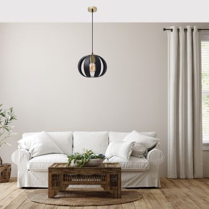 Luster na sajli NEWTON 1xE27/15W/230V crna/zlatna