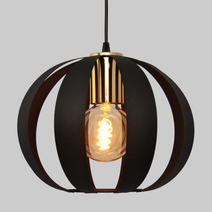 Luster na sajli NEWTON 1xE27/15W/230V crna/zlatna