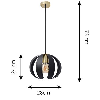 Luster na sajli NEWTON 1xE27/15W/230V crna/zlatna