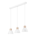 Luster na sajli NICO 3xE27/60W/230V bela/buk
