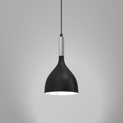 Luster na sajli NOAK 1xE27/15W/230V crna/sjajni hrom