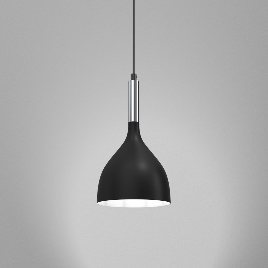 Luster na sajli NOAK 1xE27/15W/230V crna/sjajni hrom