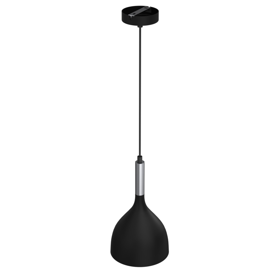 Luster na sajli NOAK 1xE27/15W/230V crna/sjajni hrom