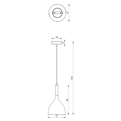 Luster na sajli NOAK 1xE27/15W/230V crna/sjajni hrom