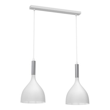 Luster na sajli NOAK 2xE27/15W/230V bela/sjajni hrom