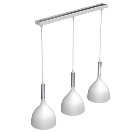 Luster na lanku NOAK 3xE27/15W/230V bela/sjajni hrom