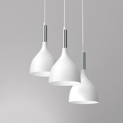 Luster na sajli NOAK 3xE27/15W/230V bela/sjajni hrom