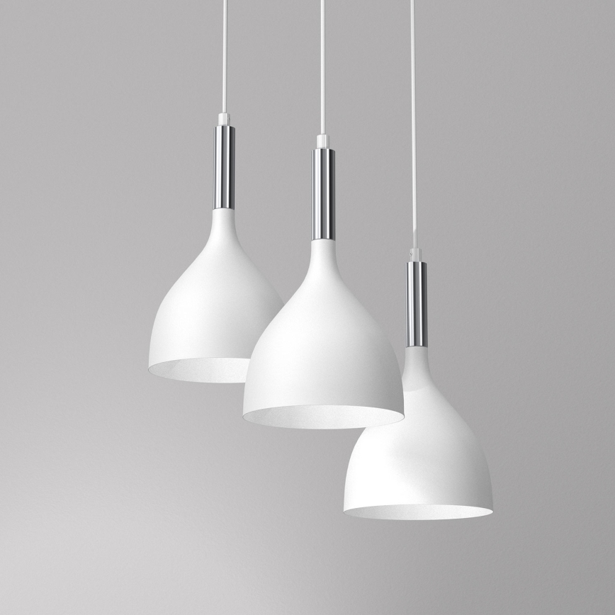 Luster na sajli NOAK 3xE27/15W/230V bela/sjajni hrom