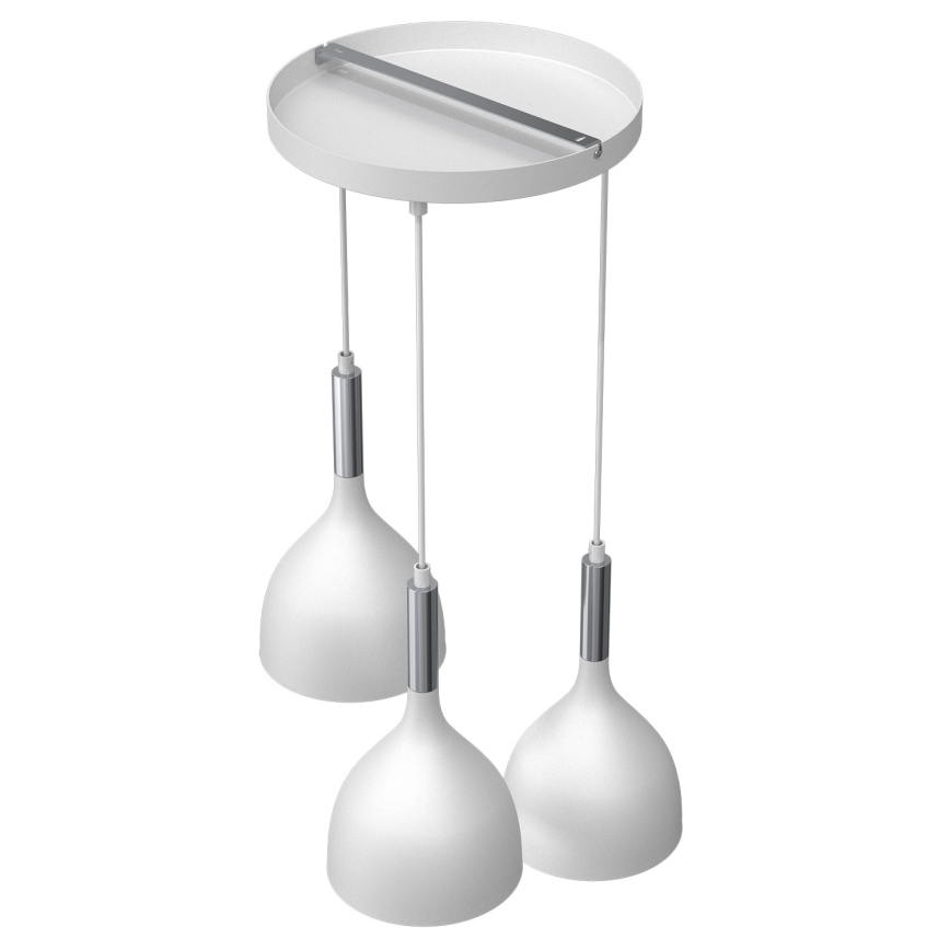 Luster na sajli NOAK 3xE27/15W/230V bela/sjajni hrom