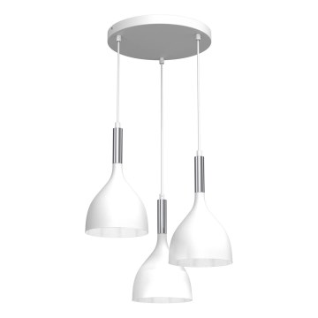 Luster na sajli NOAK 3xE27/15W/230V bela/sjajni hrom