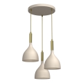 Luster na sajli NOAK 3xE27/15W/230V bež/zlatna