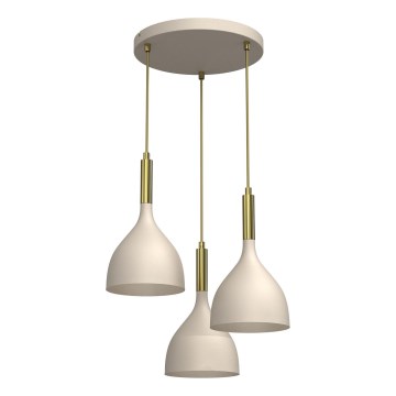 Luster na sajli NOAK 3xE27/15W/230V bež/zlatna