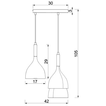 Luster na sajli NOAK 3xE27/15W/230V bež/zlatna