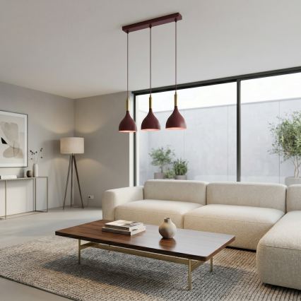 Luster na sajli NOAK 3xE27/15W/230V bordo