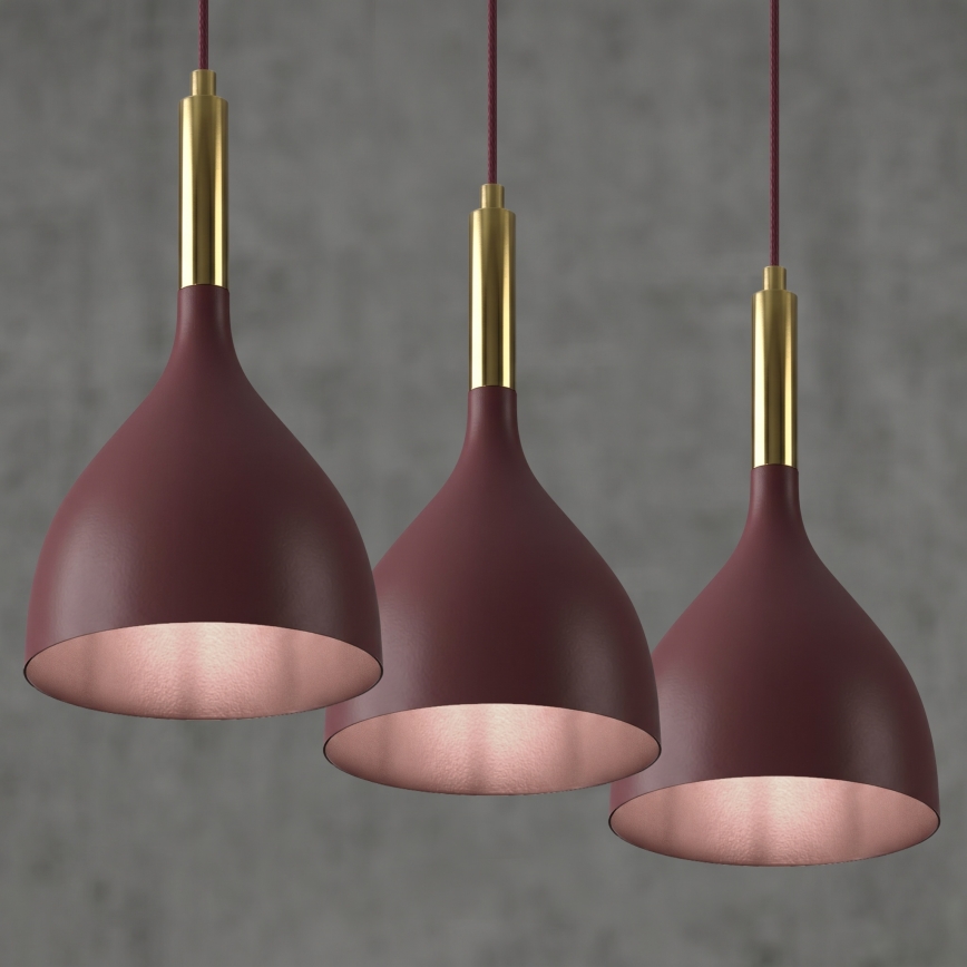 Luster na sajli NOAK 3xE27/15W/230V bordo