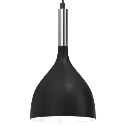 Luster na sajli NOAK 3xE27/15W/230V crna/sjajni hrom