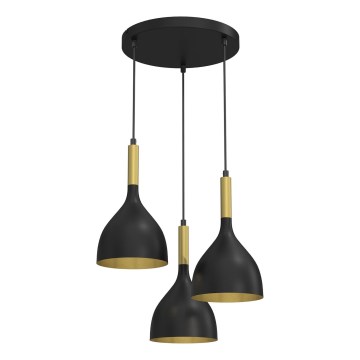 Luster na sajli NOAK 3xE27/15W/230V crna/zlatna