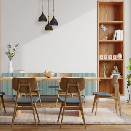 Luster na sajli NOAK 3xE27/15W/230V crna/zlatna