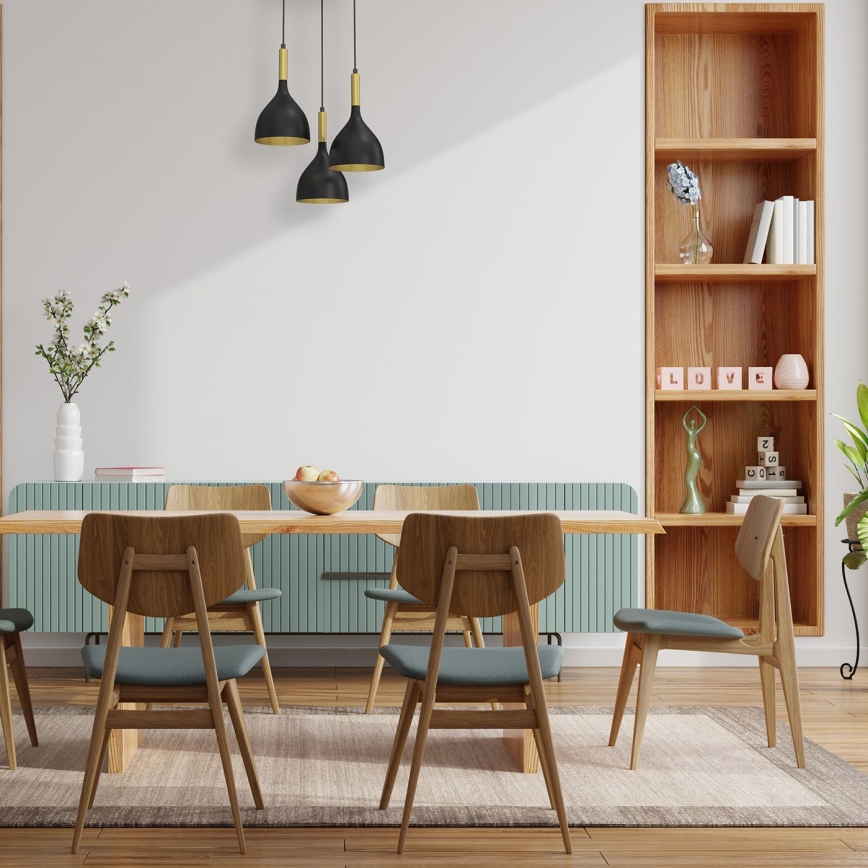 Luster na sajli NOAK 3xE27/15W/230V crna/zlatna