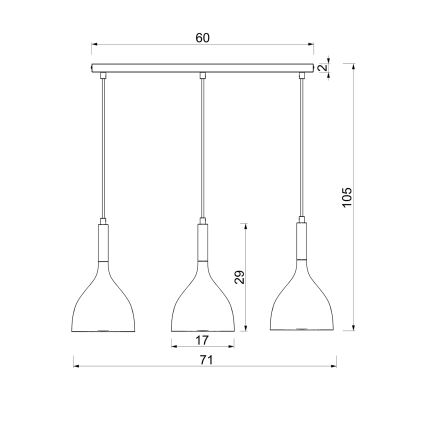 Luster na sajli NOAK 3xE27/15W/230V mesing/zlatna