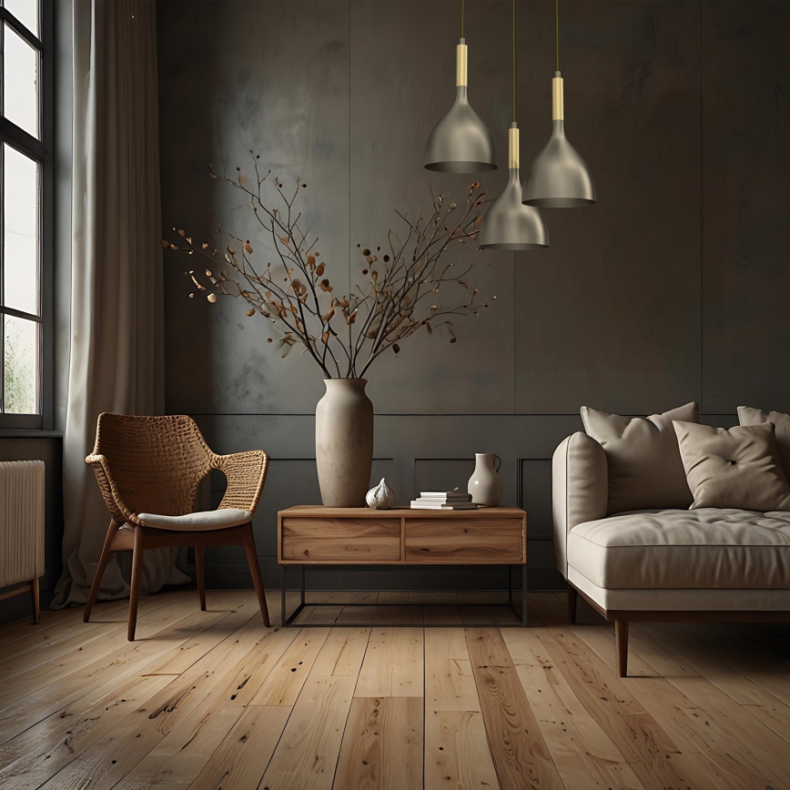 Luster na sajli NOAK 3xE27/15W/230V mesing/zlatna