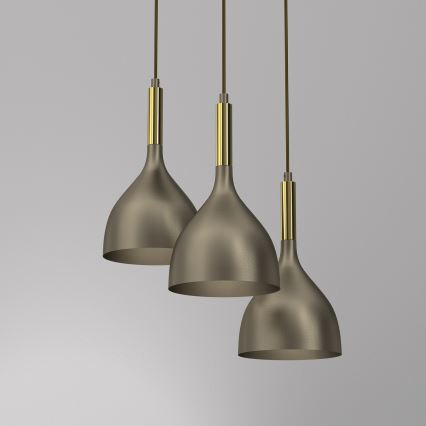 Luster na sajli NOAK 3xE27/15W/230V mesing/zlatna