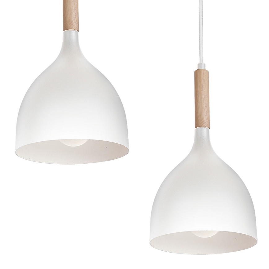 Luster na sajli NOAK 5xE27/15W/230V bela/buk