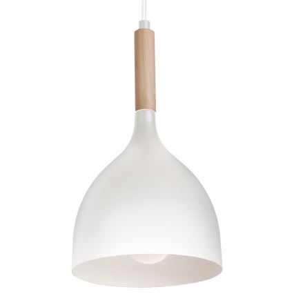 Luster na sajli NOAK WOOD 1xE27/15W/230V bela/bukva
