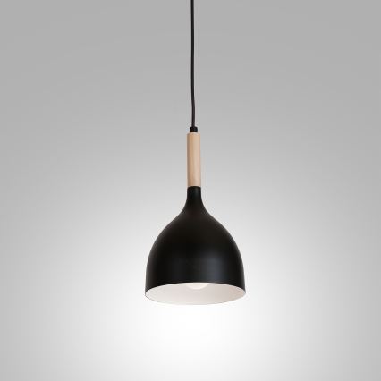 Luster na sajli NOAK WOOD 1xE27/15W/230V crna/buk