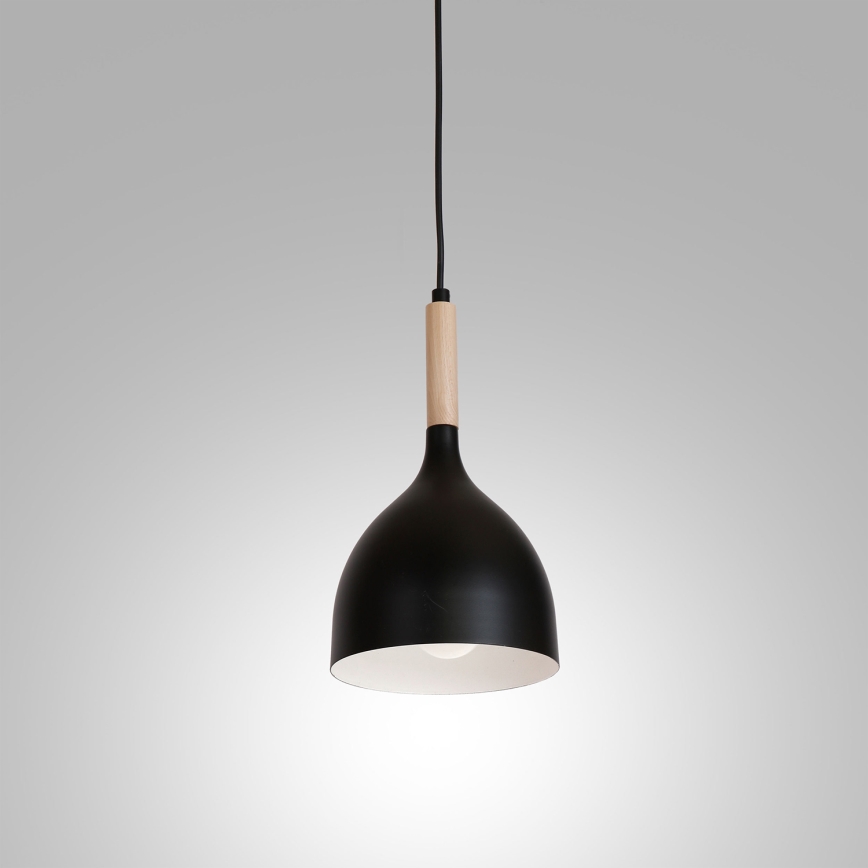 Luster na sajli NOAK WOOD 1xE27/15W/230V crna/buk