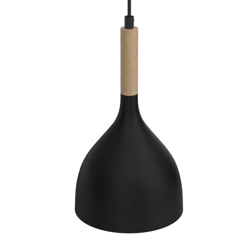 Luster na sajli NOAK WOOD 2xE27/15W/230V crna/bukva