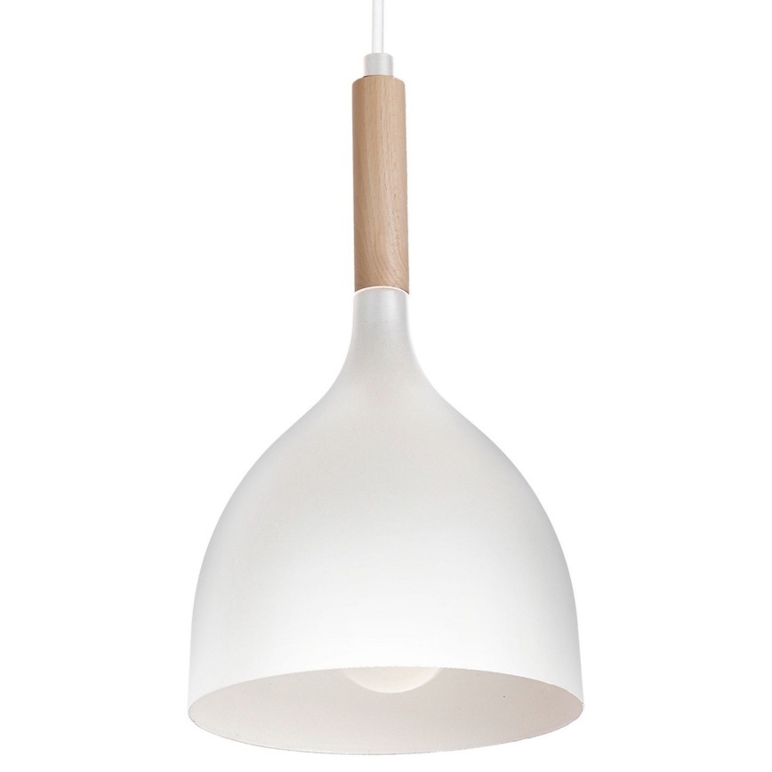 Luster na sajli NOAK WOOD 3xE27/15W/230V bela/buk