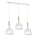 Luster na sajli NOAK WOOD 3xE27/15W/230V bela/buk