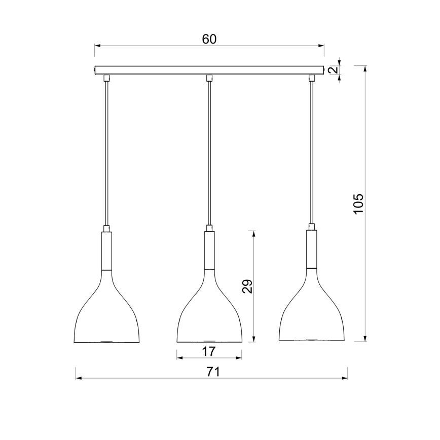 Luster na sajli NOAK WOOD 3xE27/15W/230V bela/buk
