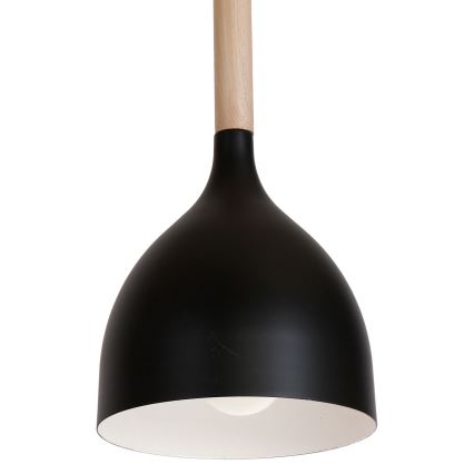 Luster na sajli NOAK WOOD 3xE27/15W/230V crna/buk