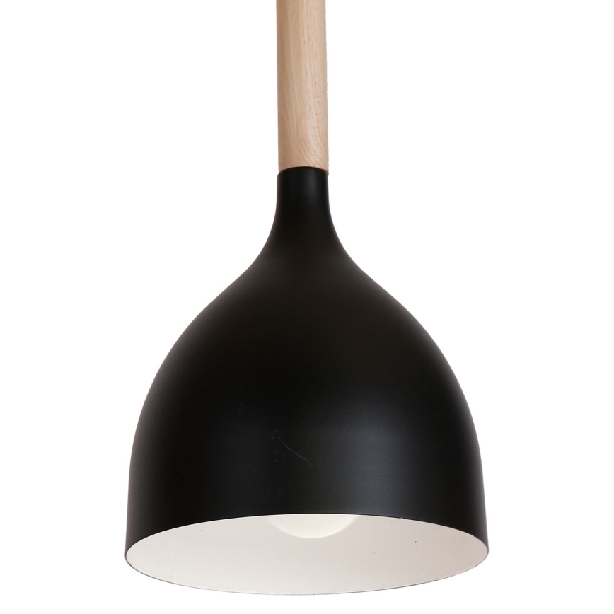Luster na sajli NOAK WOOD 3xE27/15W/230V crna/buk