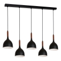 Luster na sajli NOAK WOOD 5xE27/15W/230V crna/buk