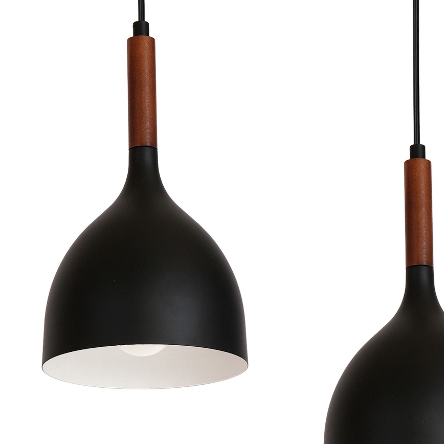 Luster na sajli NOAK WOOD 5xE27/15W/230V crna/buk