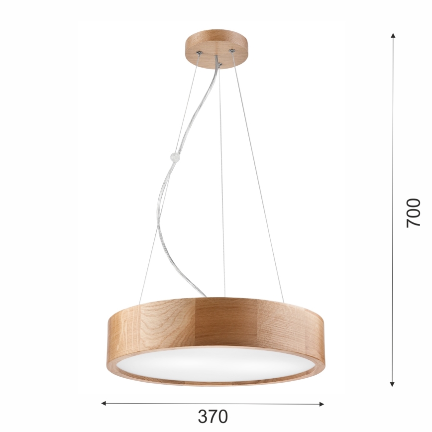 Luster na sajli OAK, 2xE27/60W/230V, hrast, prečnik 37 cm