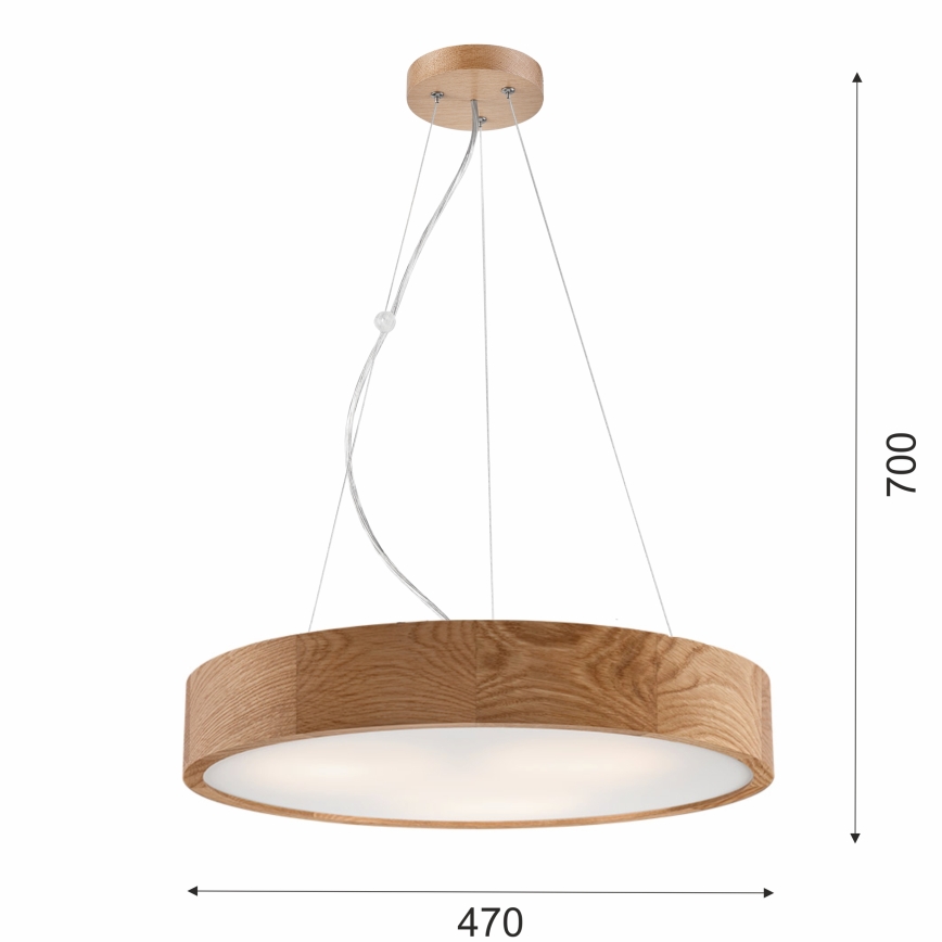 Luster na sajli OAK 3xE27/60W/230V hrast prečnik 47,5 cm