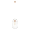Luster na sajli OVELLA, 1x E27/15W/230V, prečnik 25 cm, krem/borovina