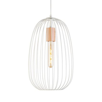 Luster na sajli OVELLA, 1x E27/15W/230V, prečnik 25 cm, krem/borovina