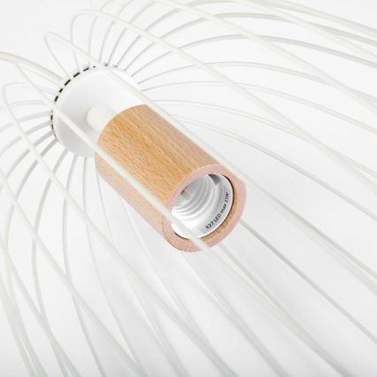 Luster na sajli OVELLA, 1x E27/15W/230V, prečnik 25 cm, krem/borovina