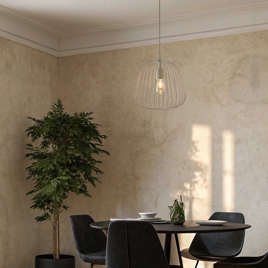 Luster na sajli OVELLA 1xE27/15W/230V, prečnik 36 cm, krem