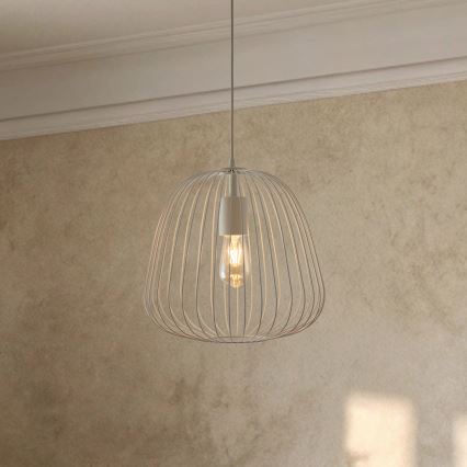 Luster na sajli OVELLA 1xE27/15W/230V, prečnik 36 cm, krem