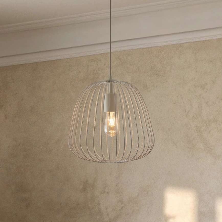 Luster na sajli OVELLA 1xE27/15W/230V, prečnik 36 cm, krem