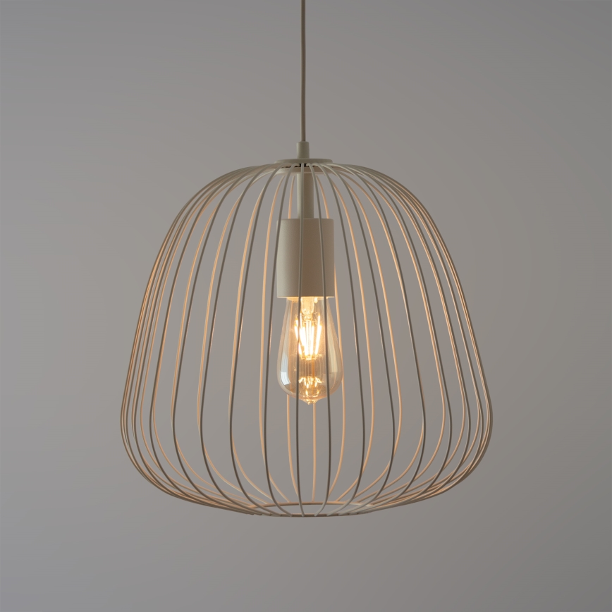Luster na sajli OVELLA 1xE27/15W/230V, prečnik 36 cm, krem