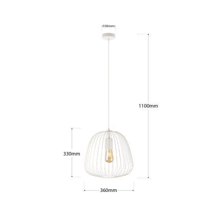 Luster na sajli OVELLA 1xE27/15W/230V, prečnik 36 cm, krem