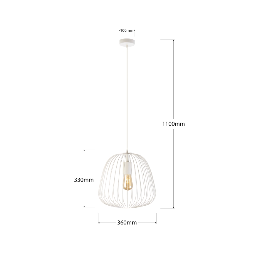 Luster na sajli OVELLA 1xE27/15W/230V, prečnik 36 cm, krem