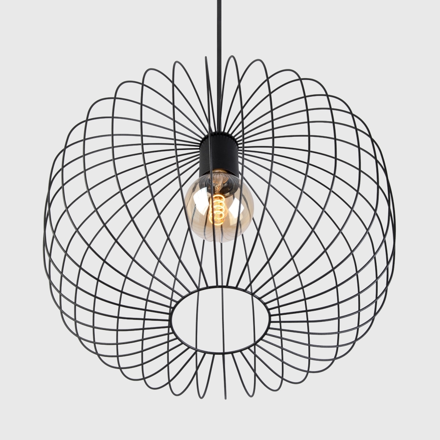 Luster na sajli OVELLA 1xE27/15W/230V, prečnik 46 cm, crne boje